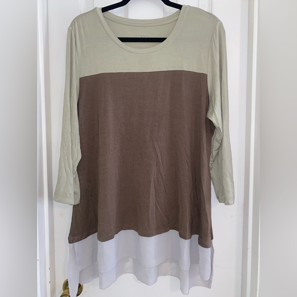 LOGO by Lori Goldstein Color Block Long Sleeve‎ Top